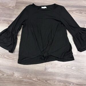 New Directions Black Ruffled Blouse